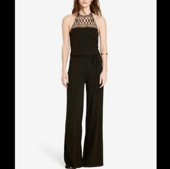 Lauren Ralph Lauren Pants - NWT Lauren Ralph Lauren Black Crochet Halter Pull On Jumpsuit